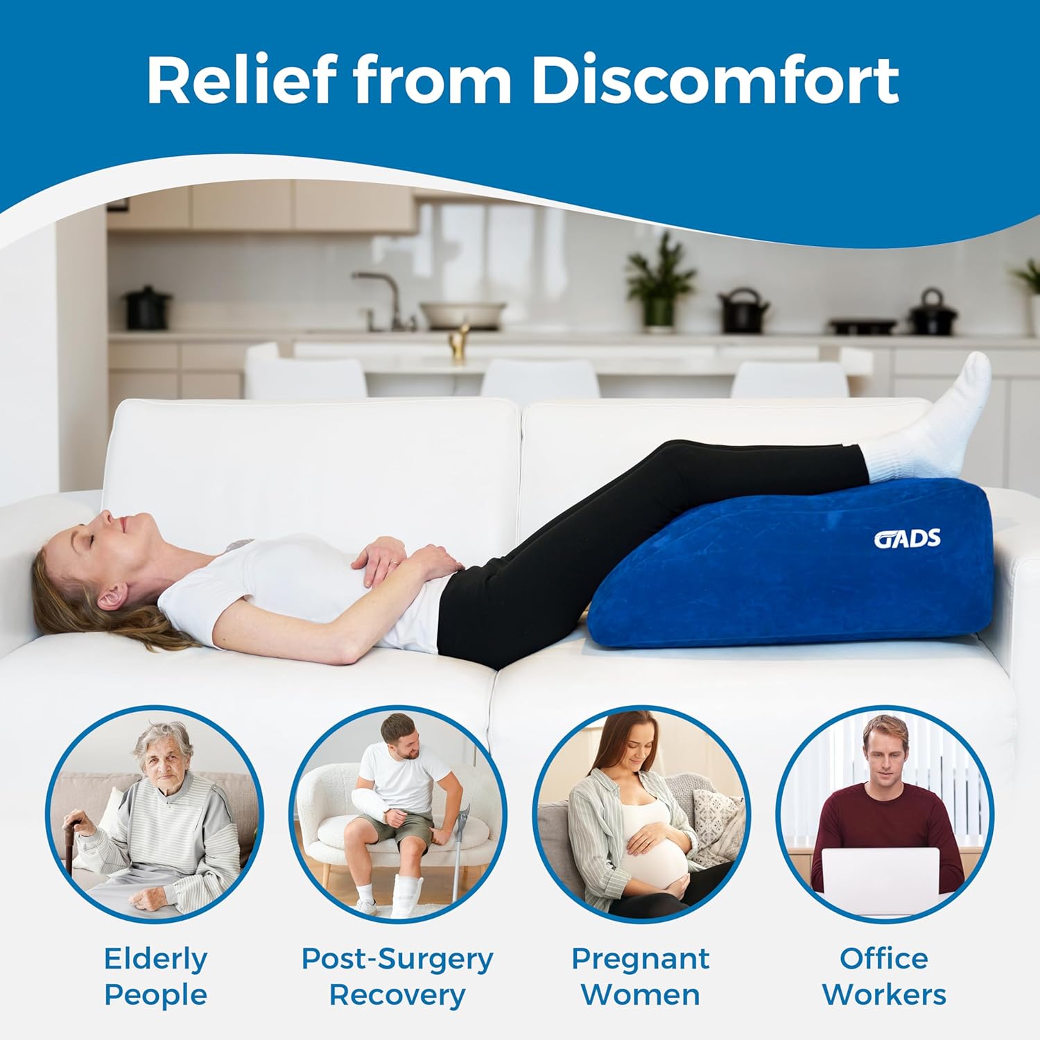 Inflatable Leg Elevation Pillow - Inflatable Leg Pillow & Knee Pillow for Travel - Wedge for Sleeping in Bed & Supportive Design for Elevated Comfort