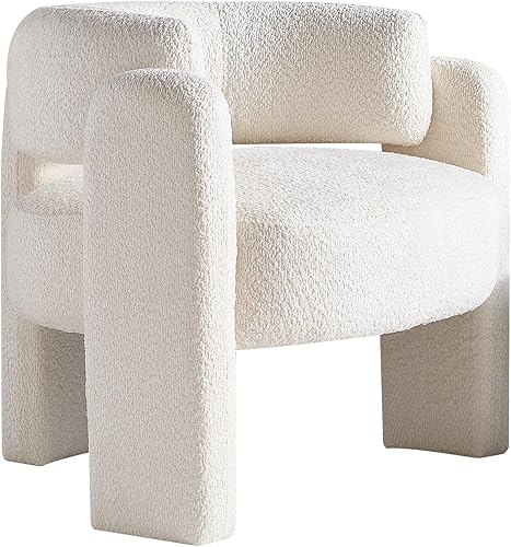 Miniatura 3 de Sofá tapizado, sillas de comedor de 34.65 pulgadas de ancho con madera maciza, reposabrazos redondos de mediados de siglo para sala de estar,