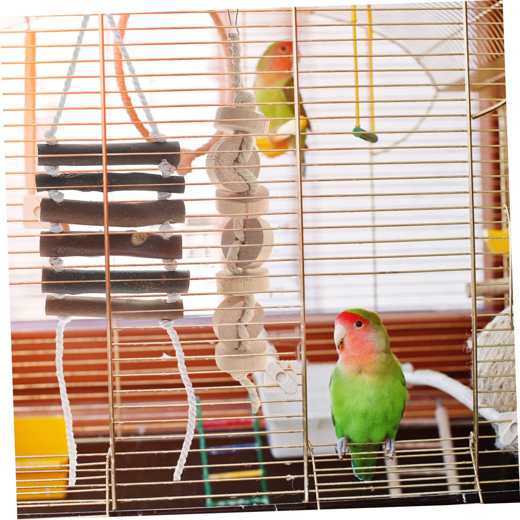 minkissy 9 Stück Vogelspielzeug und Seil für Klettern und Springen Papageien Spielzeug für Käfig Geeignet für Nymphensittiche und Andere Vögel