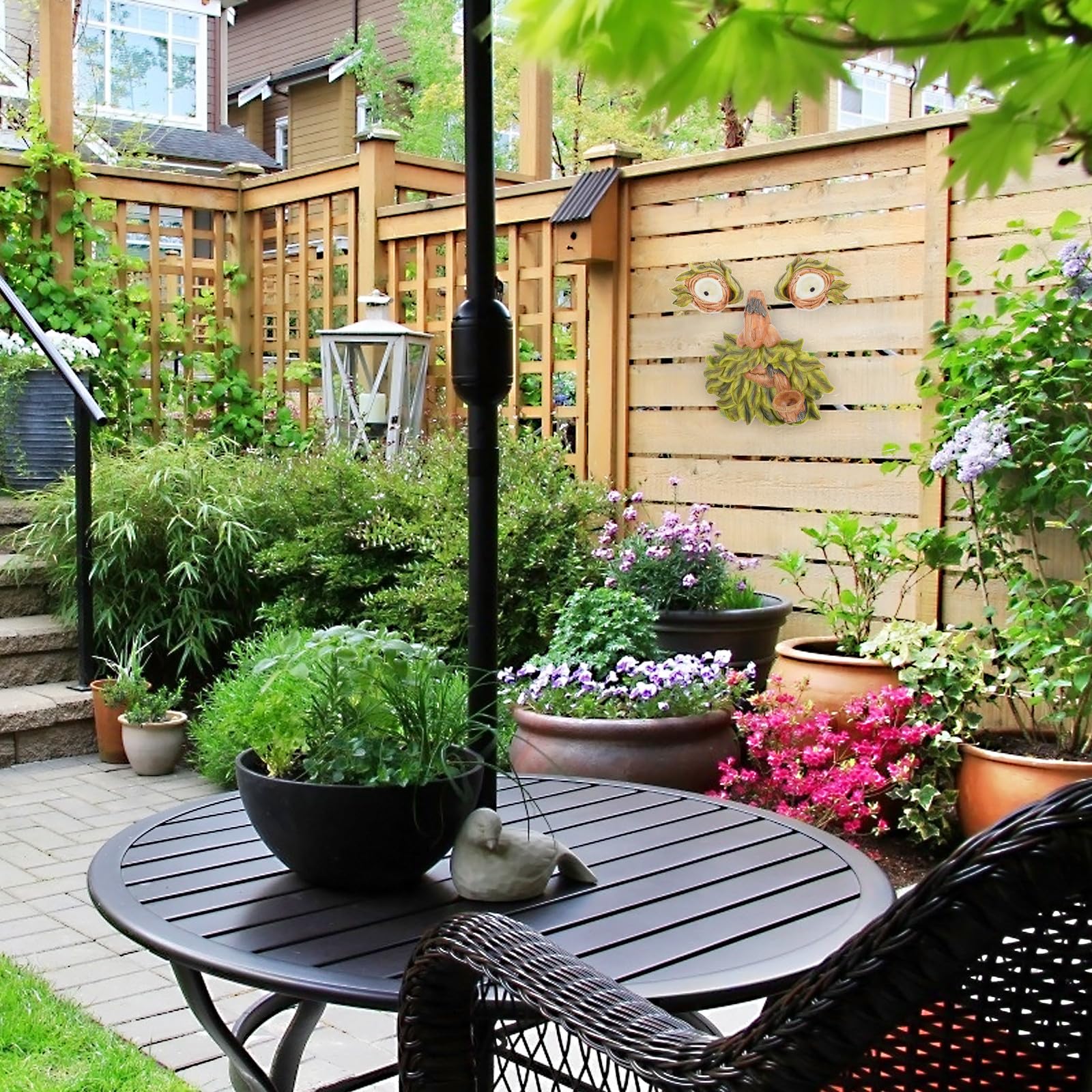 Yardenfun Resin Baumgesicht Anhänger Grün Garten Baumgesicht Deko aus Harz Langlebig für Garten Zaun und Baumstamm Dekoration