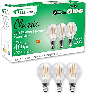 BELL Lighting E14 Small Edison Screw Cap Non Dimmable Filament Light Bulb LED Golf Ball 3 Pack | Warm White 2700K | 470 Lu... Price In India