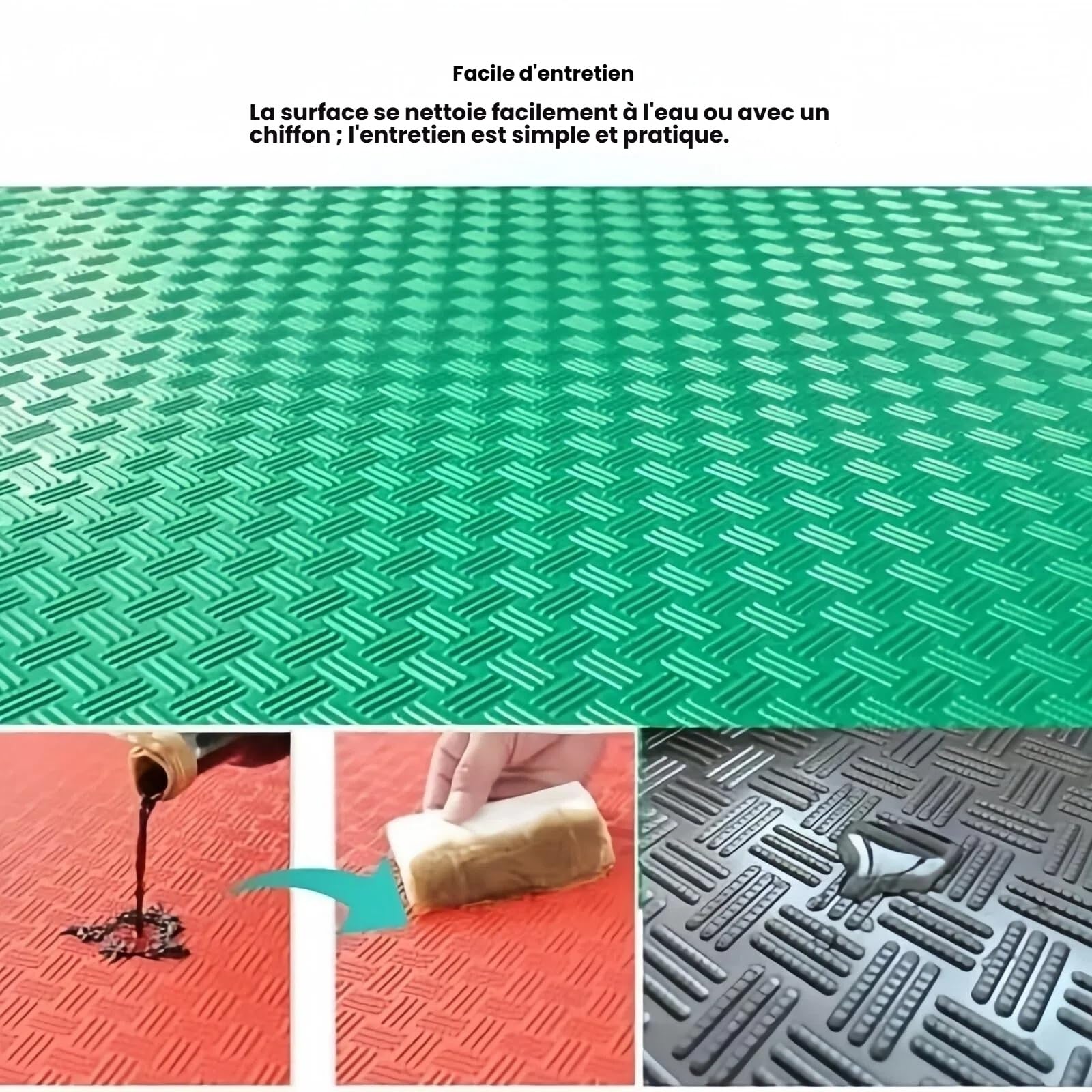 Revêtement De Sol Pour Garage En Rouleau PVC 1.5 Mm Dalle Vinyle Antidérapante Et Imperméable Tapis De Sol Résistant Pour Garage Atelier Couloirs D’Usine Et Cuisine Professionnelle(Green,1.3x1m)
