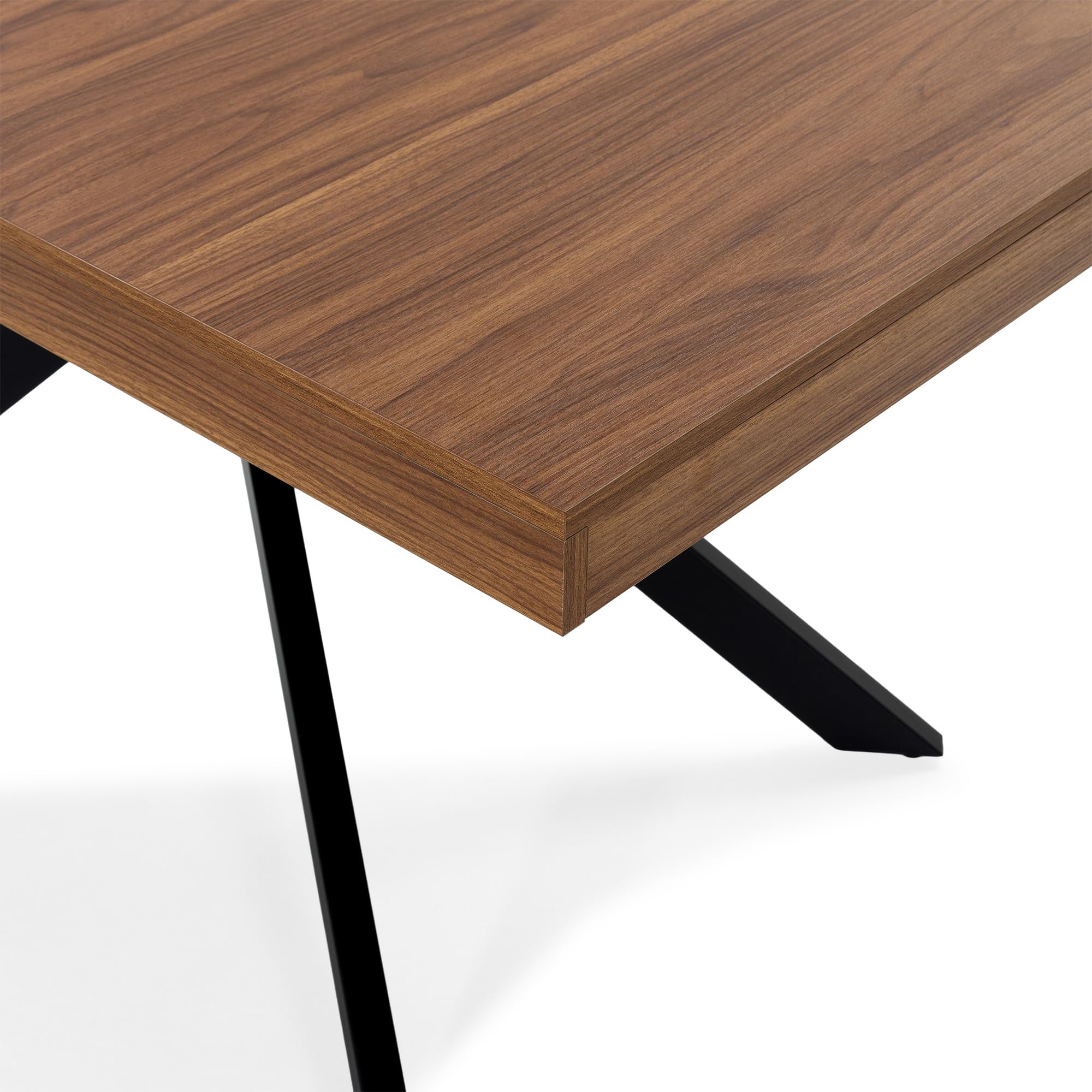 HOMN LIVING Tavolo da Pranzo allungabile Palermo Effetto Noce, 140-180 cm (Lunghezza) 80 cm (profondità) 75 cm (Altezza)