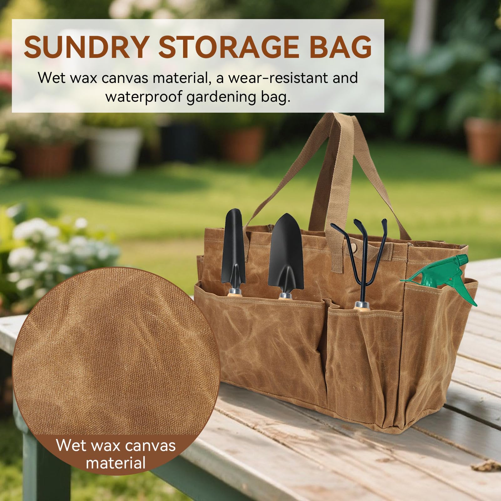 HERCHR Sac de Rangement pour Casserole de Camping, Sac à Pots Toile Sac Fourre-Tout de Jardinage Sac à Outils Jardin Imperméable Grande Capacité Sac de Rangement pour Outils de Jardinage