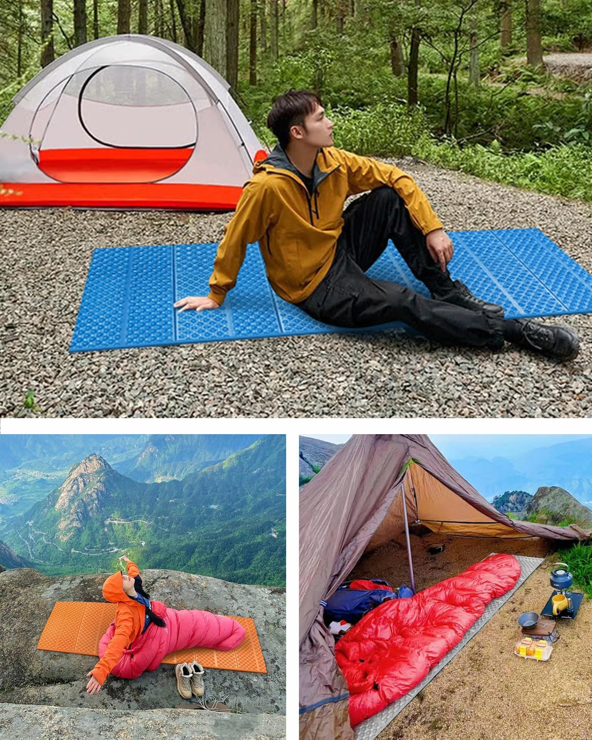 Esterilla aislante plegable de espuma, para exteriores, camping, ultraligera, 180 x 60 cm, para tienda de campaña, playa, para viajes, senderismo, montañismo