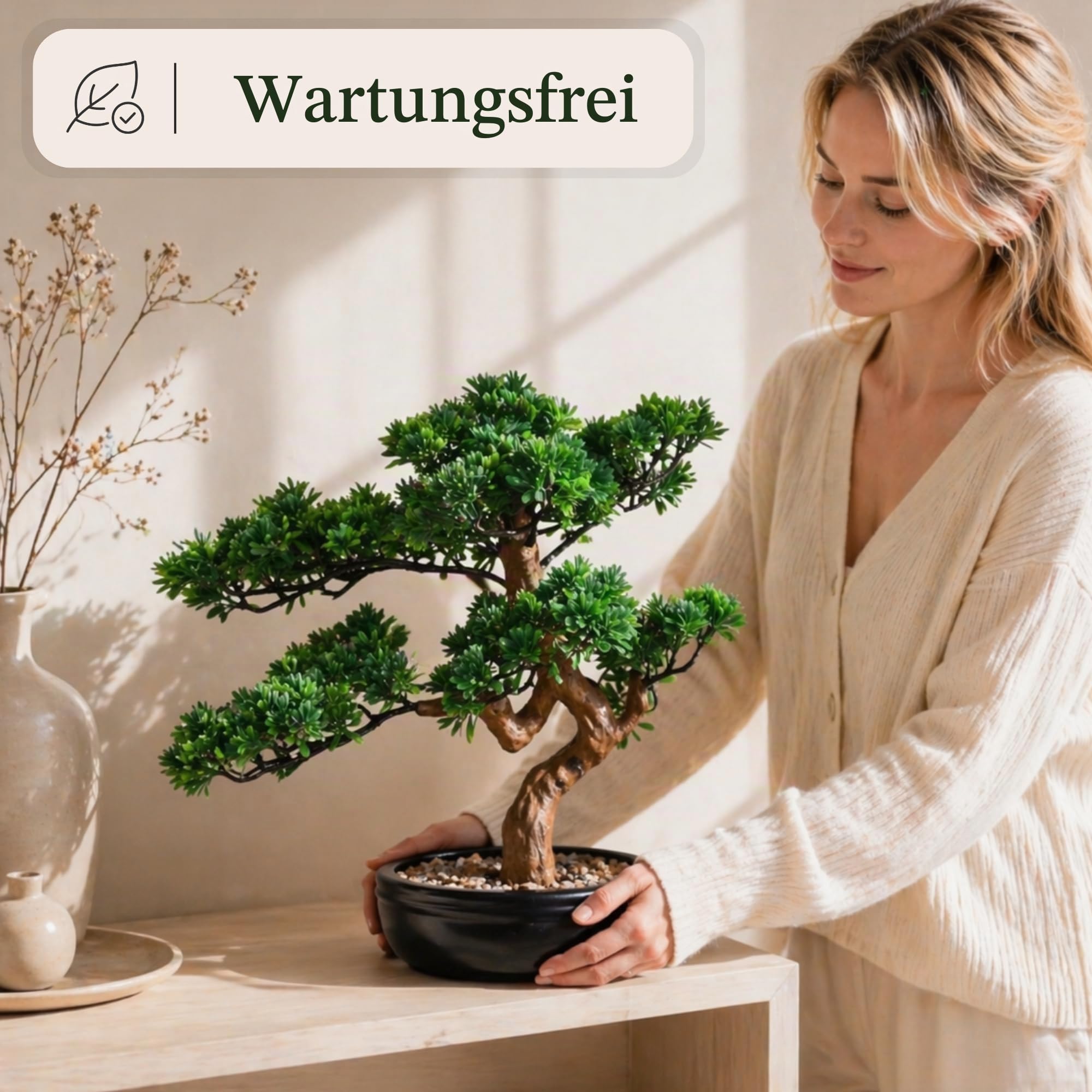 Künstlicher Bonsai-Baum, 40,6 cm hoch, mit realistischem Holz und Keramiktopf, künstliche Pflanzen, Wacholder, Kiefer, Zen, Kunstpflanzen für Zuhause, Schlafzimmer, Büro, Badezimmer,