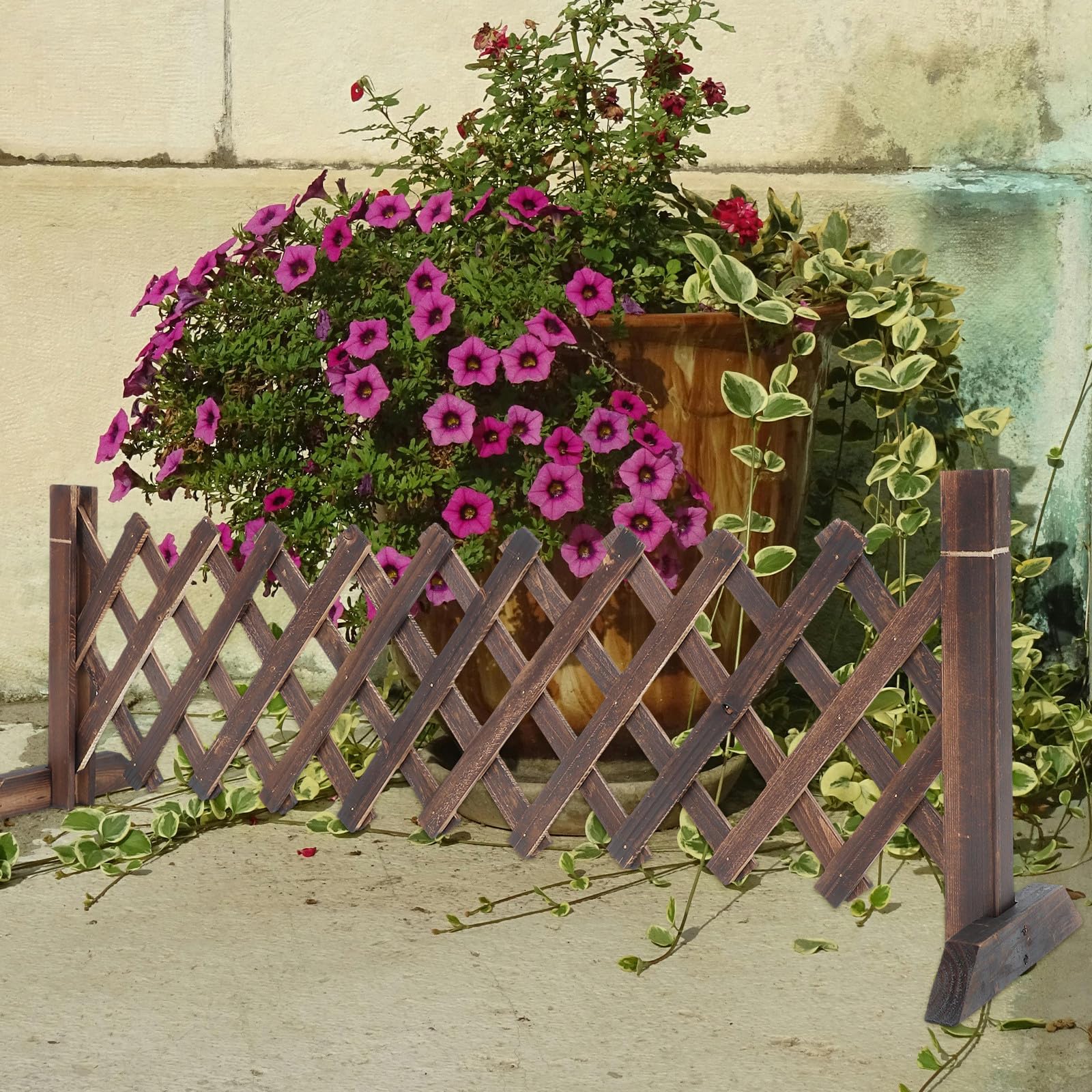 Recinzione da Giardino Esterno Retrattile in Legno Marrone Regolabile