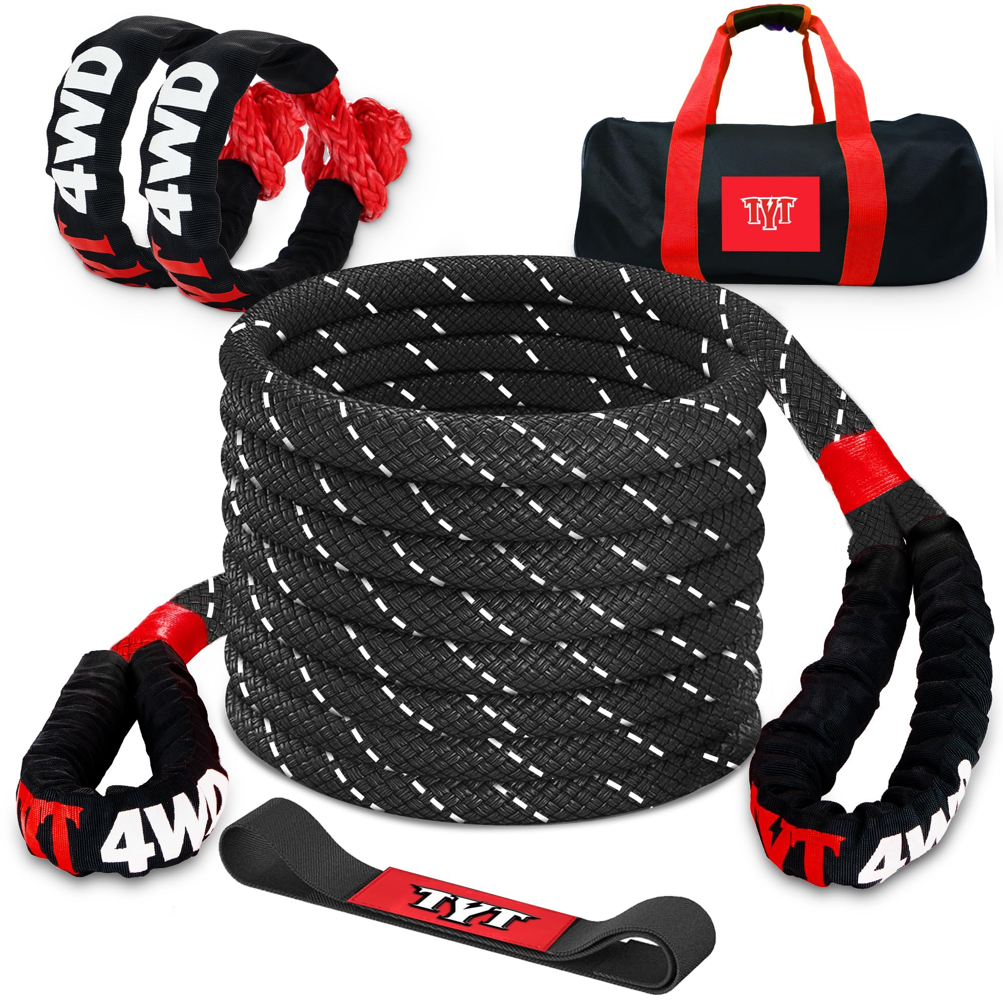 Amazon.com: TYT Kinetic Recovery Rope,(1in x 30ft Black) 48000lbs