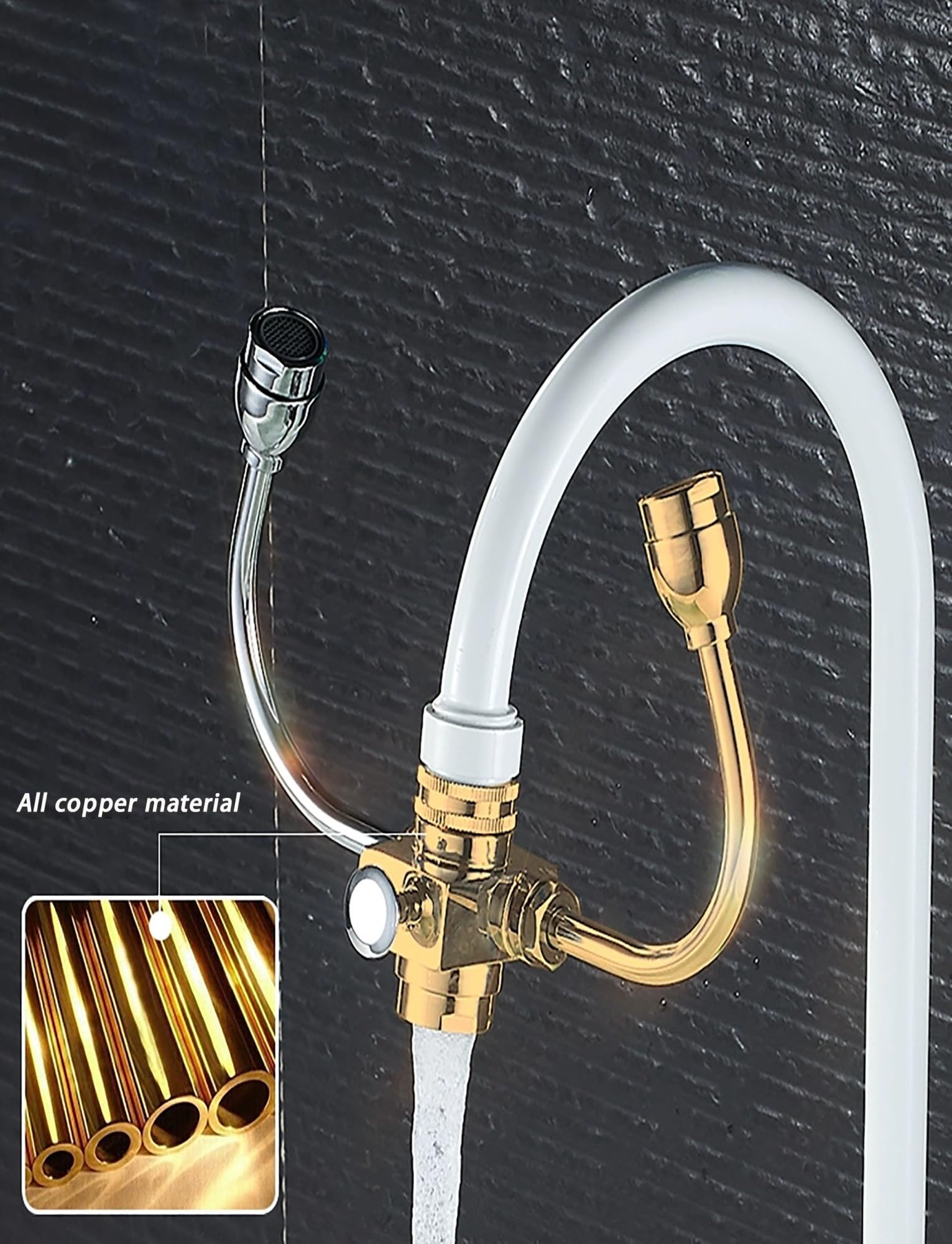 Lavaojos con manguera ajustable, estación lavaojos de emergencia, ducha de seguridad de cobre con descarga manual for uso industrial y de laboratorio.(Color1)