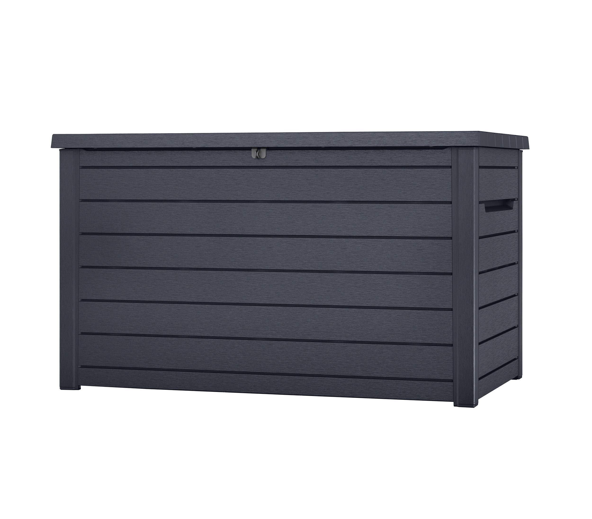 XXL Gartenbox mit gewaltigen 870 Liter Fassungsvermögen - trockener und belüfteter Stauraum für viele Gartenutensilien (Anthrazit)