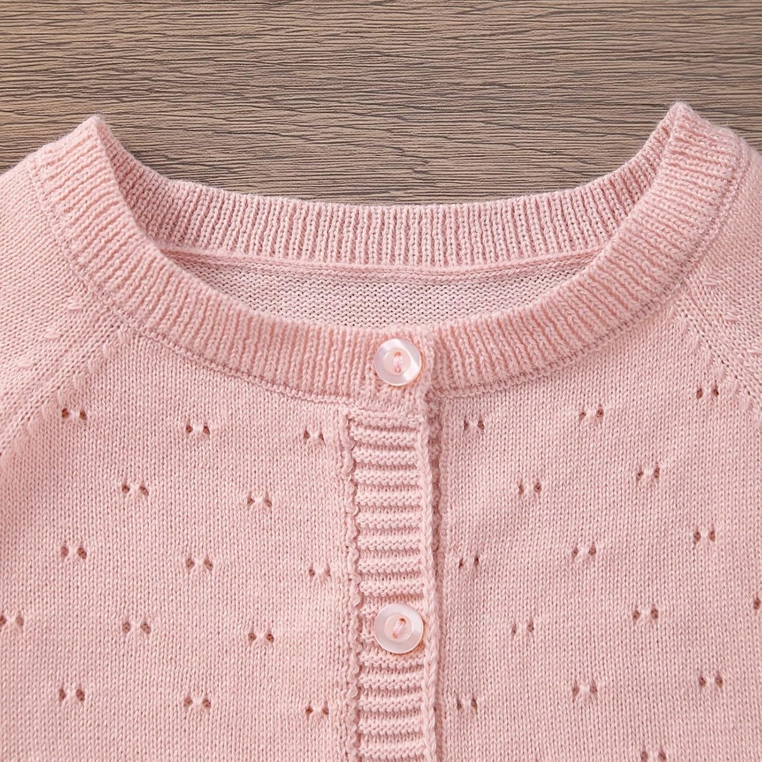 Toddler Baby Boy Girl Cardigan Sweater Scallop Trim Knitted Outwear