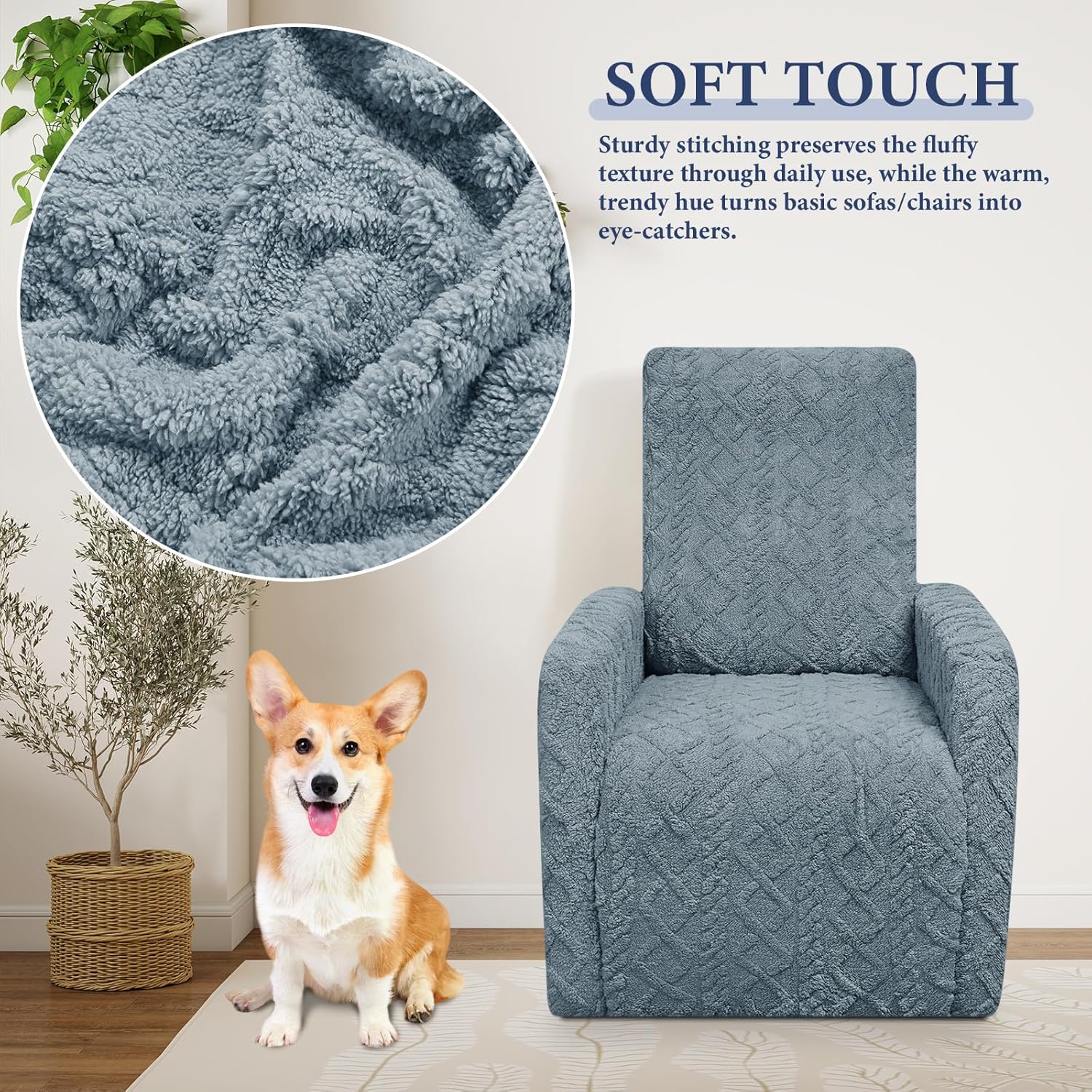 fuangui recliner chair covers 4-pieces small recliner cover for recliner chair, non slip covers washable lazy boy recliner slipcovers/furniture protector for kids, dog, living room, 20