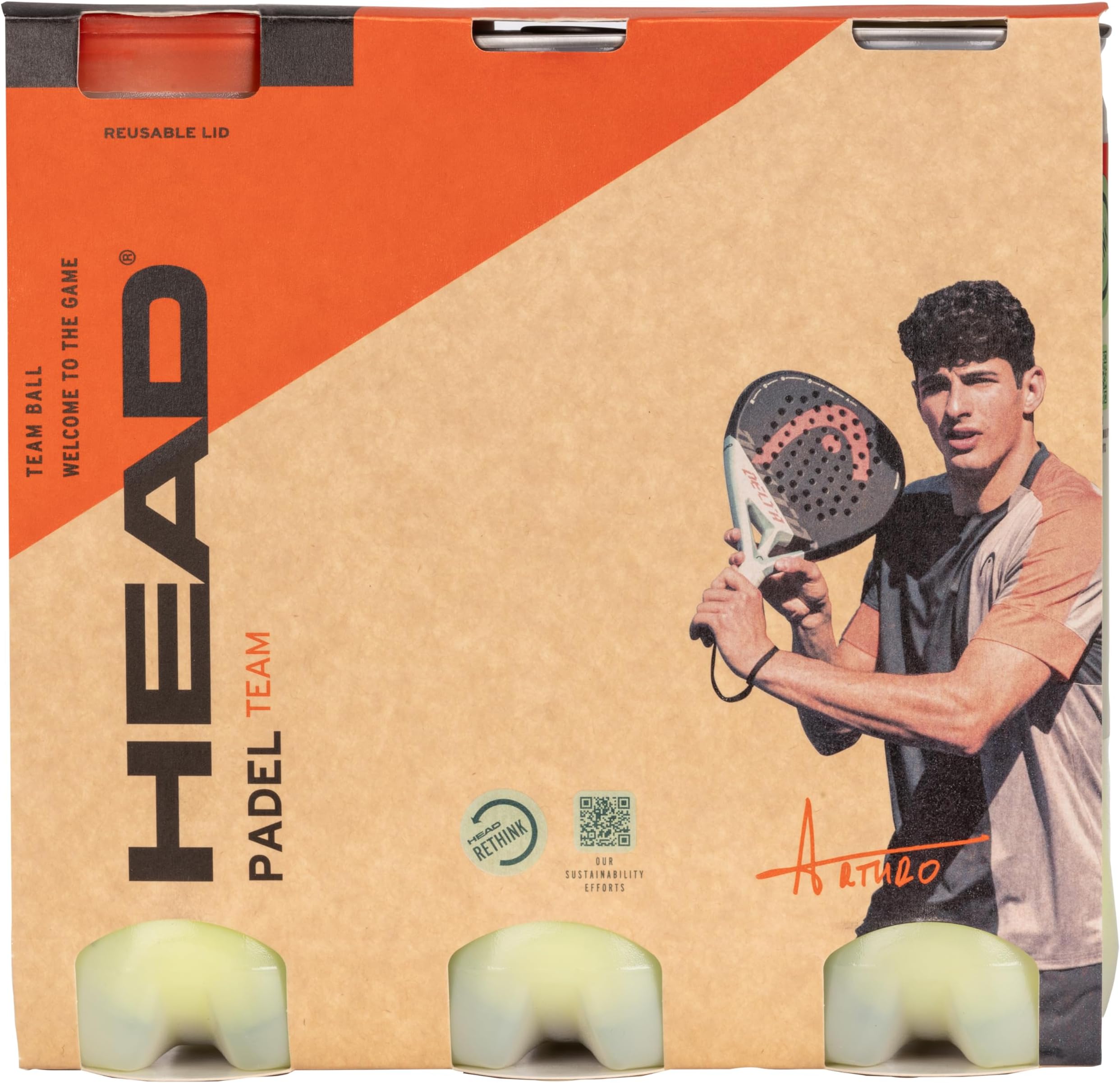 HEAD Padel Team Padel Balls - with higher durability for recreational play, Pack of 9 balls