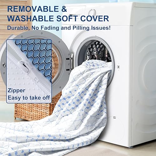 Miniatura 5 de Maxzzz Cubrecolchón de espuma viscoelástica de 2 pulgadas, tamaño matrimonial, cubrecolchón de enfriamiento de gel con funda suave removedora,