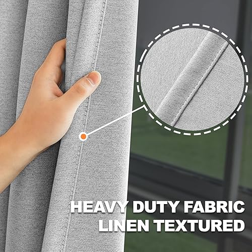 Miniatura 4 de JIVINER Cortinas opacas de lino para dormitorio, sala de estar, cortinas de oscurecimiento con ojales, aislamiento térmico, paneles de cortinas de