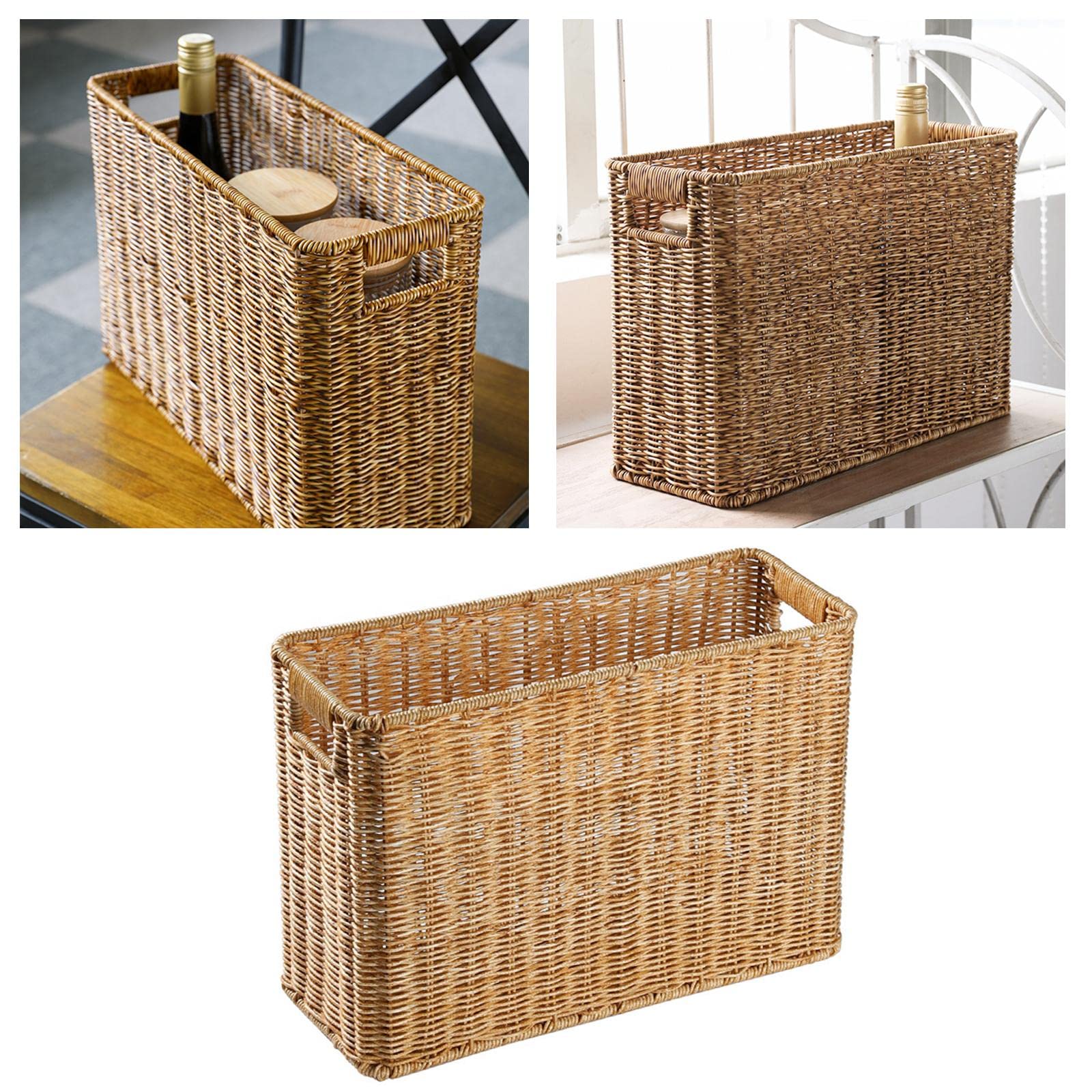 Panier Rangement Rotin Style Japonais – Marron Clair, Idéal Placards Chambre Salon Bureau