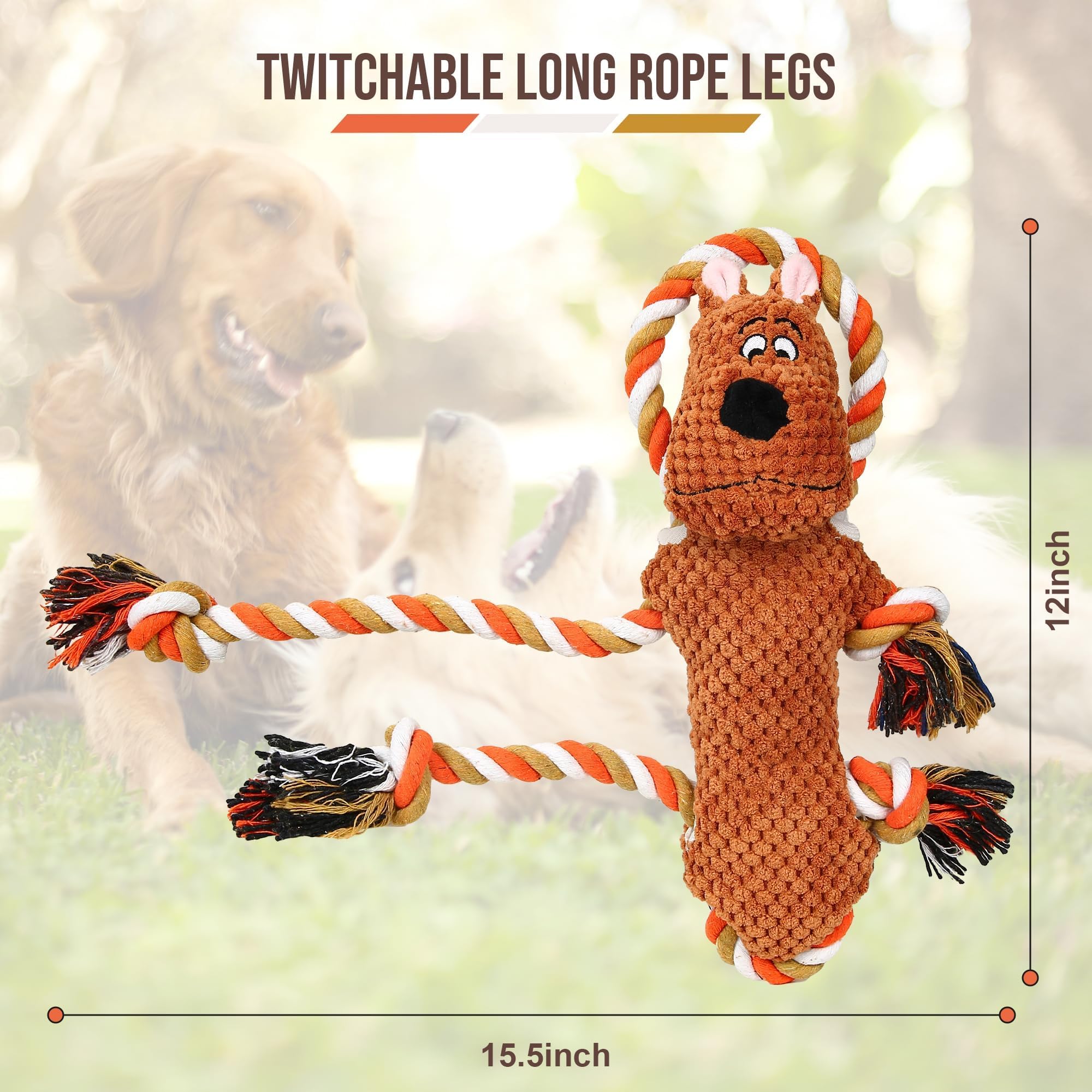 Giocattolo Per Cani Con Squeak E Carta Crepata | Peluche Resistente | Per Tiro Alla Fune E Masticazione - Foto 6