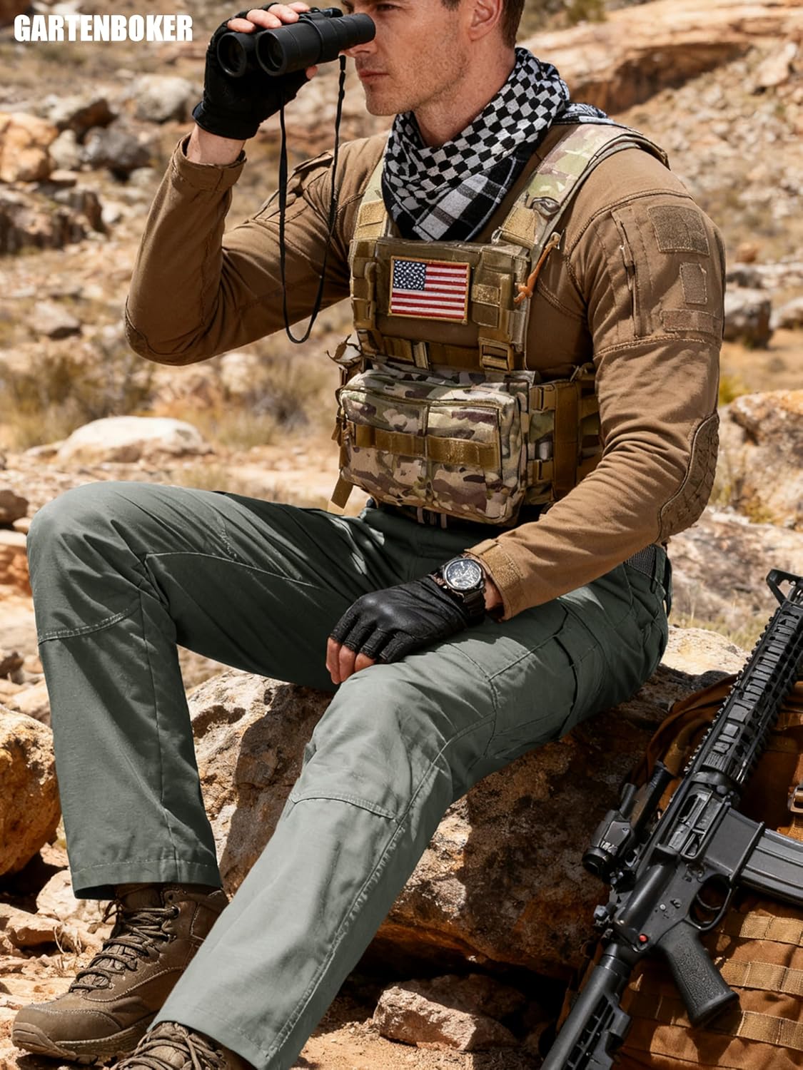 Men's Tactical Pants Lightweight Water Resistant Cargo Pants Flex Ripstop EDC Work Hiking Outdoor Pants - Image 3