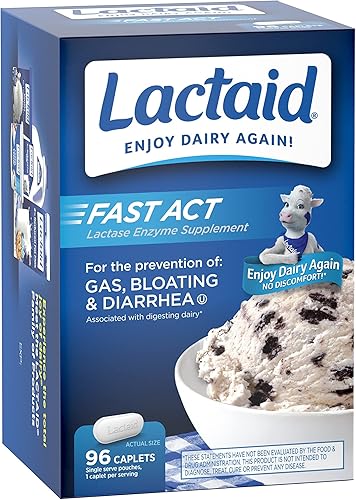 Miniatura 14 de Lactaid Comprimidos de intolerancia a la lactosa de acción rápida con enzima lactasa, alivio lácteo de gases, hinchazón y diarrea, 9000 píldoras FCC