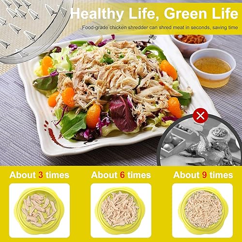 Miniatura 17 de Trituradora de pollo, trituradora de pechuga de pollo grande, herramienta giratoria con cepillo y tenedor; máquina trituradora de carne visible