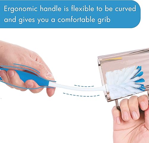 Miniatura 3 de PHYEX Paquete de 2 cepillos de limpieza de botellas de mango largo, limpiador de botellas de agua para lavar cristalería, decantador de vino, vaso