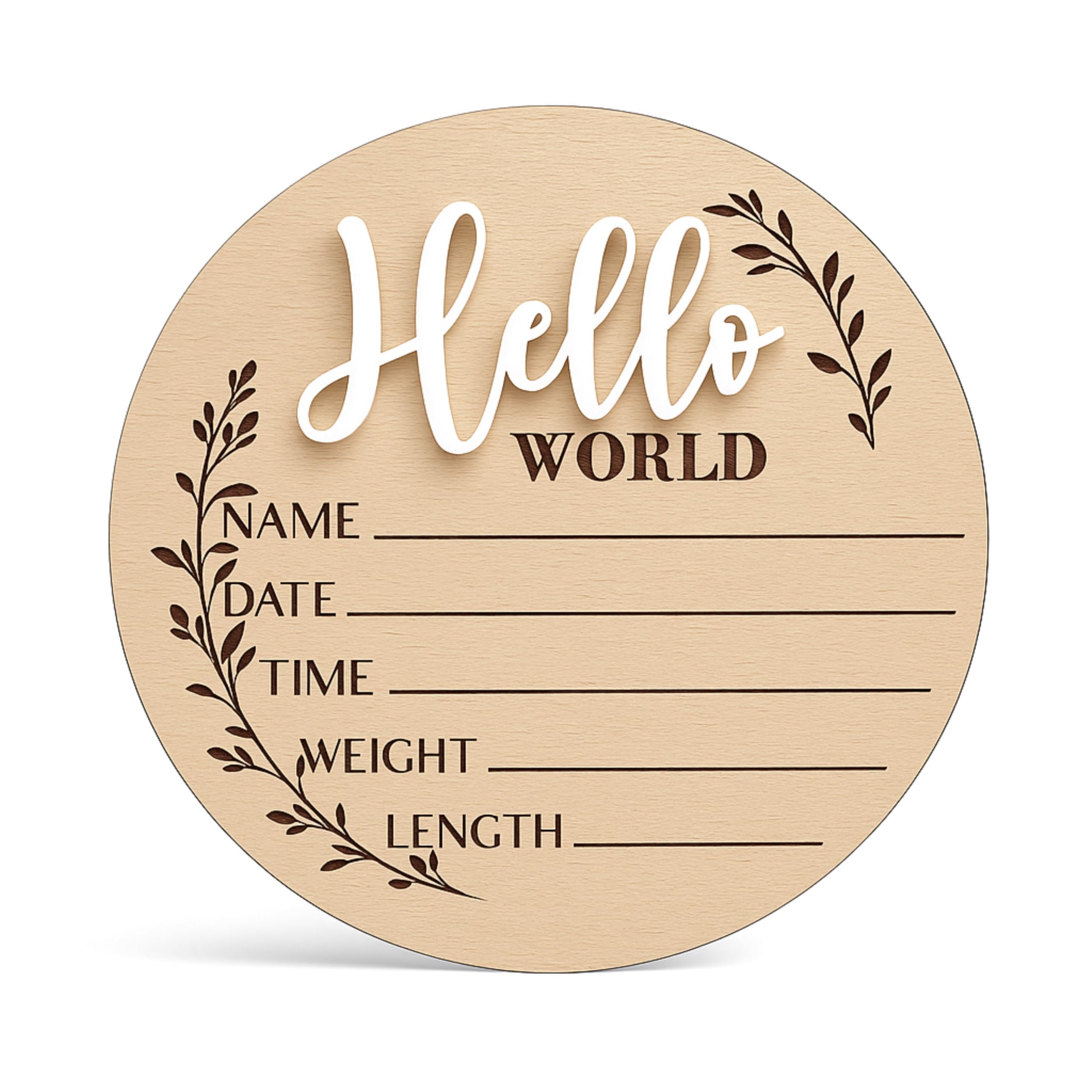Personalised Hello World Baby Sign, Birth Announcements, Custom Newborn Name Sign, Baby Birth Stats, Custom Name Plaque for Hospital, Gender Reveal and Keepsake Gift, Wall Art Decor (Design 3)