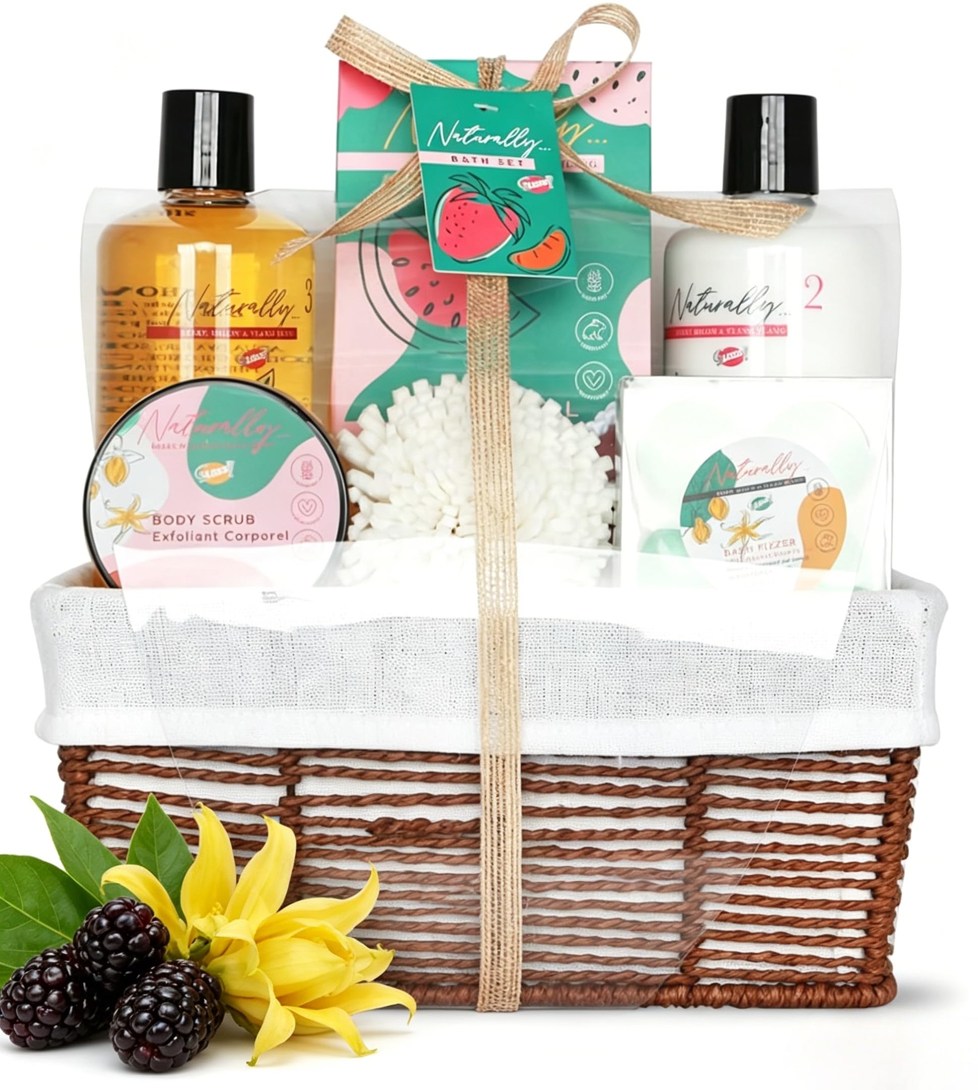 GLOSS ! NATURALLY Bade-Set – Beauty-Set – Beauty-, Pflege- & Wellness-Korb – Originelle Geschenkidee für Frauen, Geburtstag, Valentinstag, Weihnachten, Lehrerin, Muttertag - PANIER