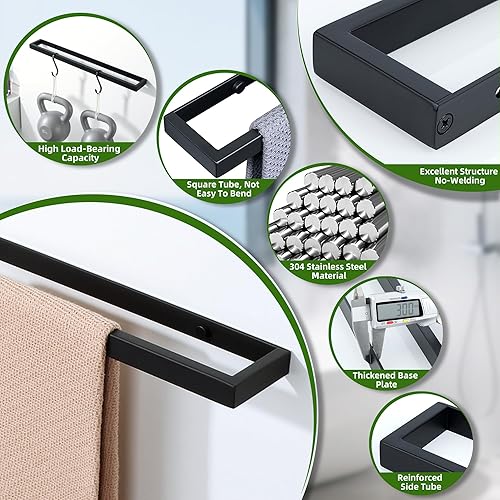 Miniatura 4 de Alise Toallero de 20 pulgadas, toallero para baño, toallero para lavabo, colgador de toallas de mano de acero inoxidable SUS304, toallero de montaje