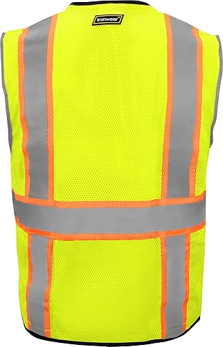 Miniatura 2 de Ironwear 1245 Clase 2 Chaleco de seguridad con cremallera, pestañas de radio y ojales de bolsillo