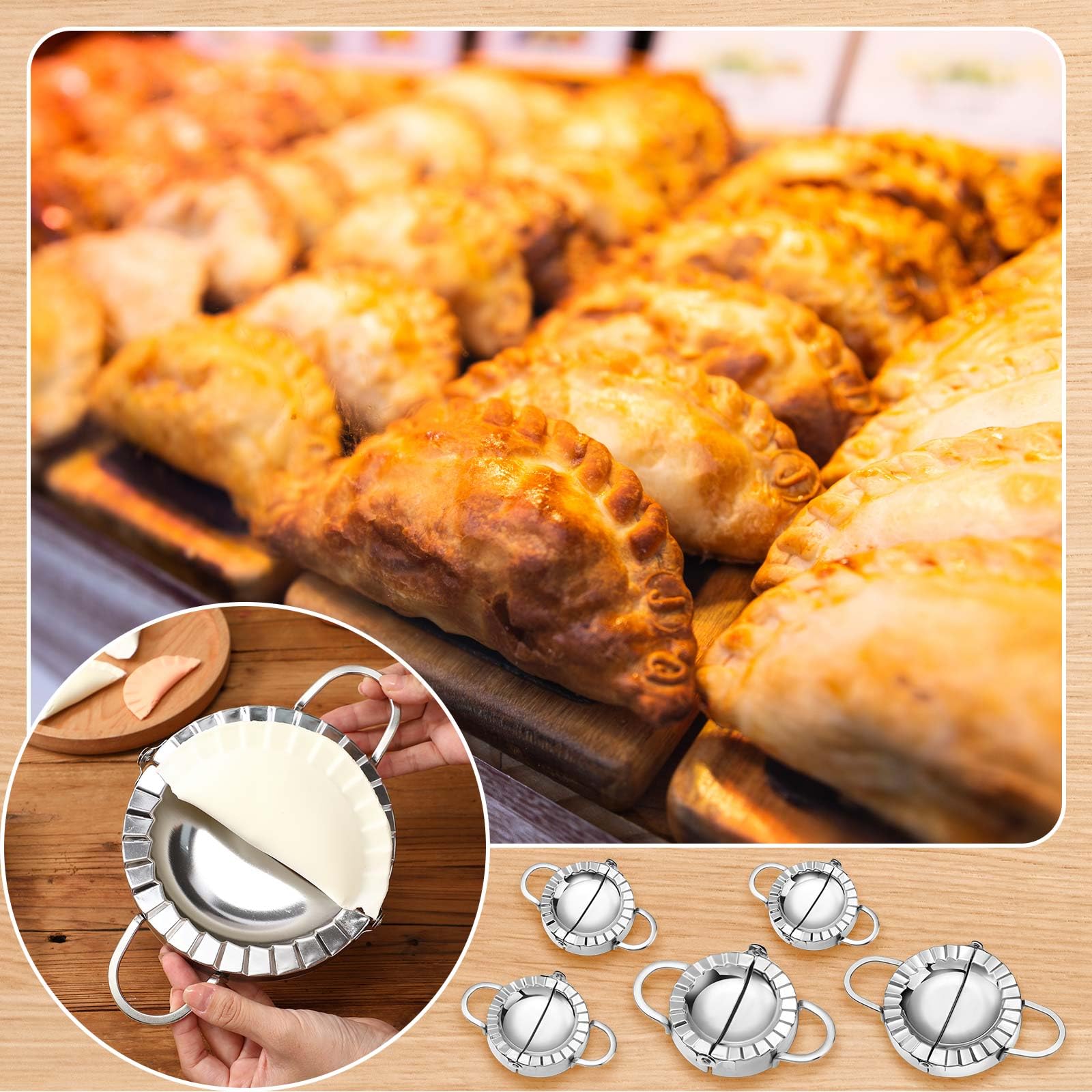 Vesici Paquete de 5 moldes de acero inoxidable para hacer bolas de masa de masa de masa de masa de varios tamaños, accesorios de cocina, 2.95/3.35/3.74/4.92/5.91 pulgadas