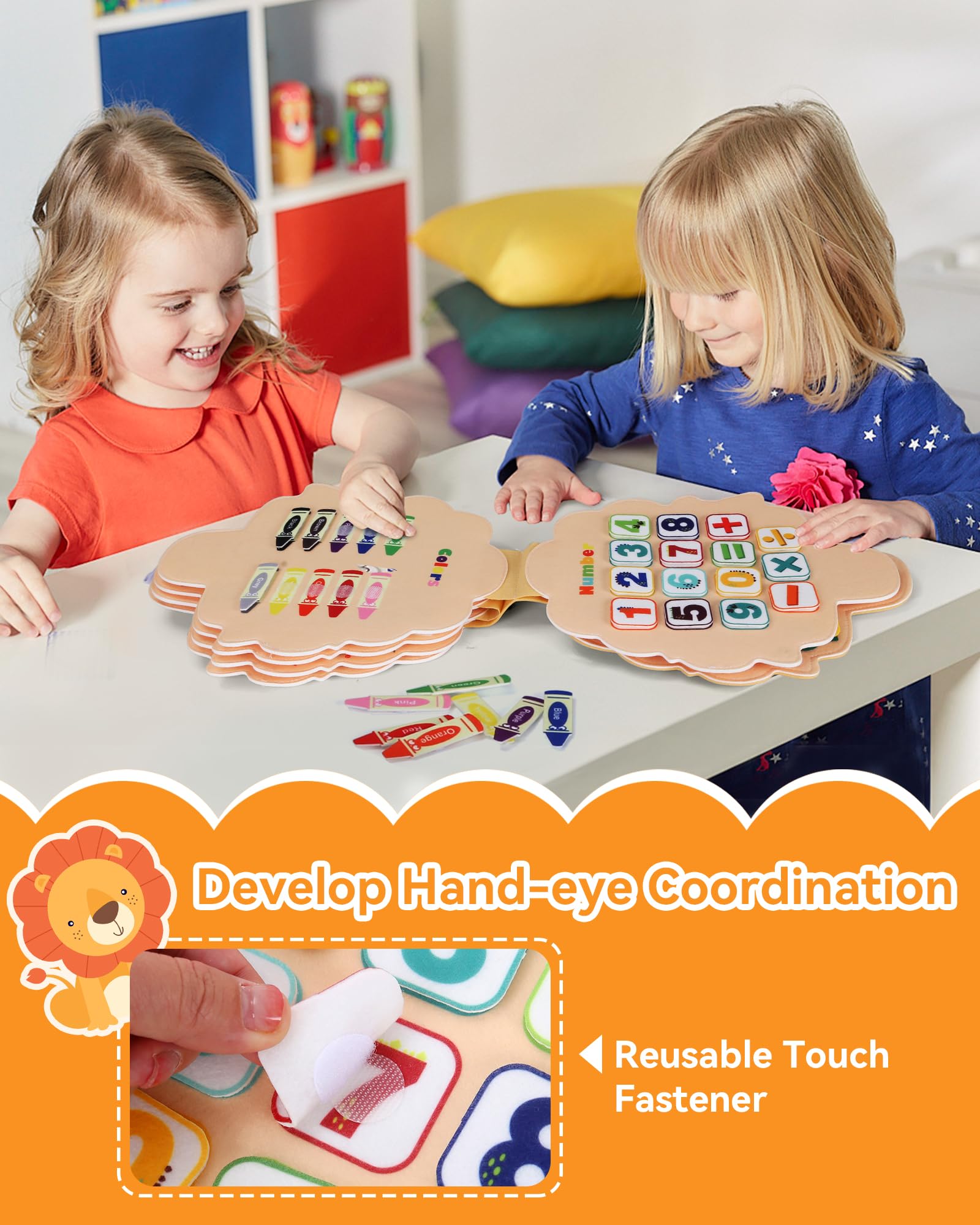 Heypappy Busy Board,12 in 1 Montessori Busy Board Feltro,Montessori Didattici Libro Sensoriale Educativo, Giocattolo per Abilità Motorie con Cintura Zaino Regalo Bambino Compleanno Natale