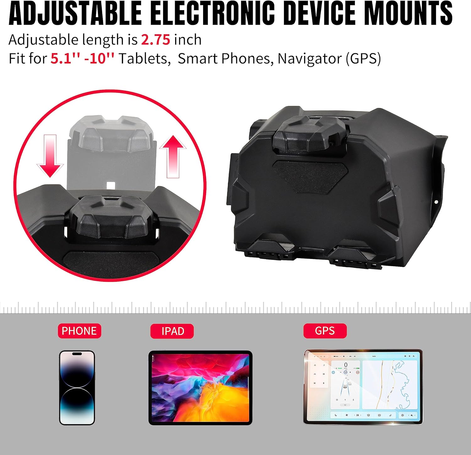 Electronic Device Tablet Mounts for Pioneer 1000 22-25, Tablet Mounts Phone GPS Holder with Extra Storage Box for Honda Pioneer 1000 2022-2025 Accessories