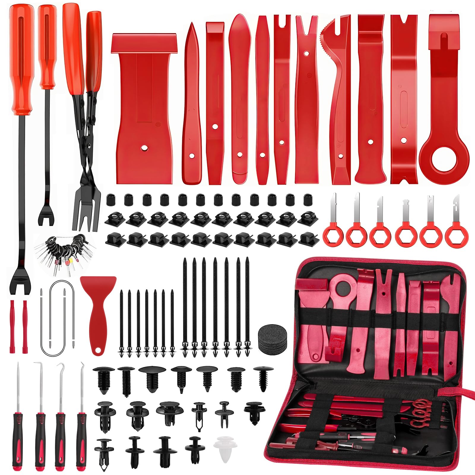 AKLFEX 432Pcs Auto Trim Removal Tool Kit No Scratch Pry Tool for Car Door Panel Dashboard Removal, Include Clip Removal Tool, Panel Removal Tool, Car