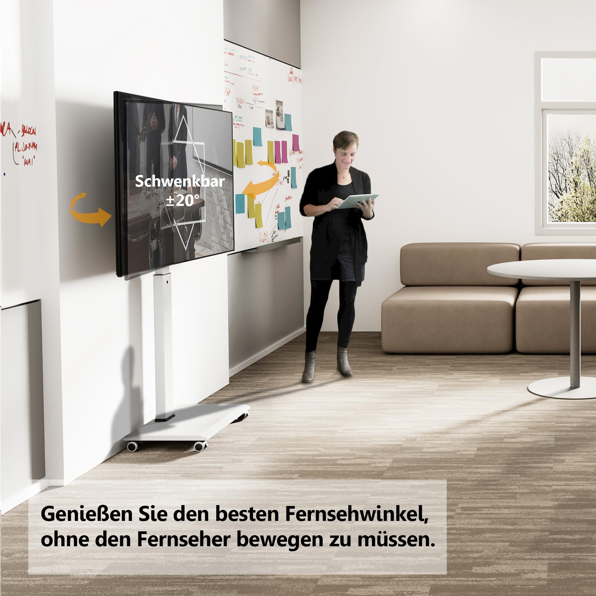 FITUEYES TV Ständer Rollbar TV Rollwagen für 32-75 Zoll Plasma/LCD/LED Fernseher-TV Bodenständer mit Rollen-Höhenverstellbar Schwenkbar bis zu 40kg VESA 600x400 mm