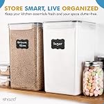 Shazo 2 PC (9,5 L | 321 oz) conteneurs de stockage de farine et de sucre - Conteneurs de stockage alimentaire en plastique extra grands avec couvercles, ensemble de canisters hermétiques sans BPA pour riz, céréales et pâtes