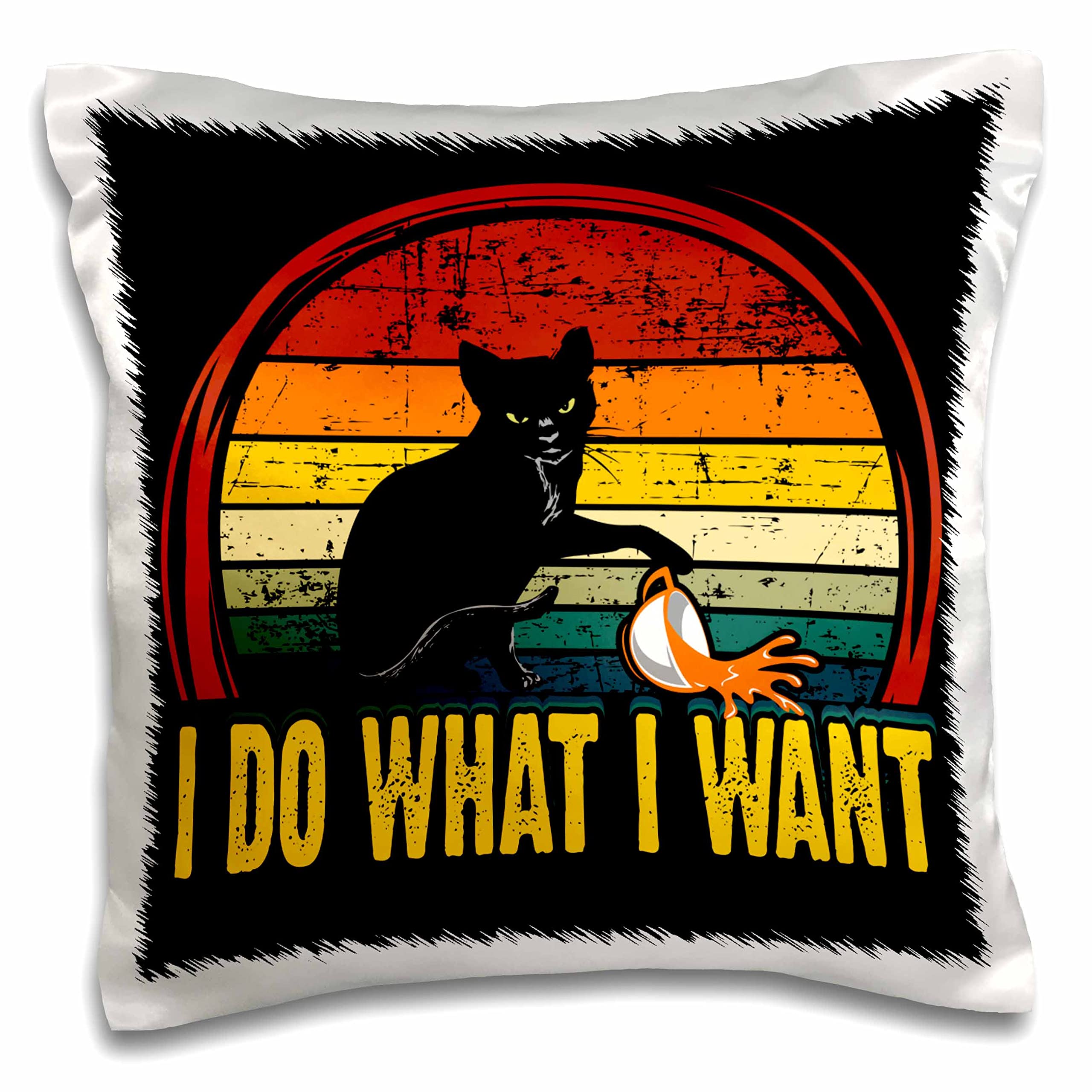3dRose Sven Herkenrath Want Vintage Style with Funny Cat (pc-317133-1) Pillow Case, White