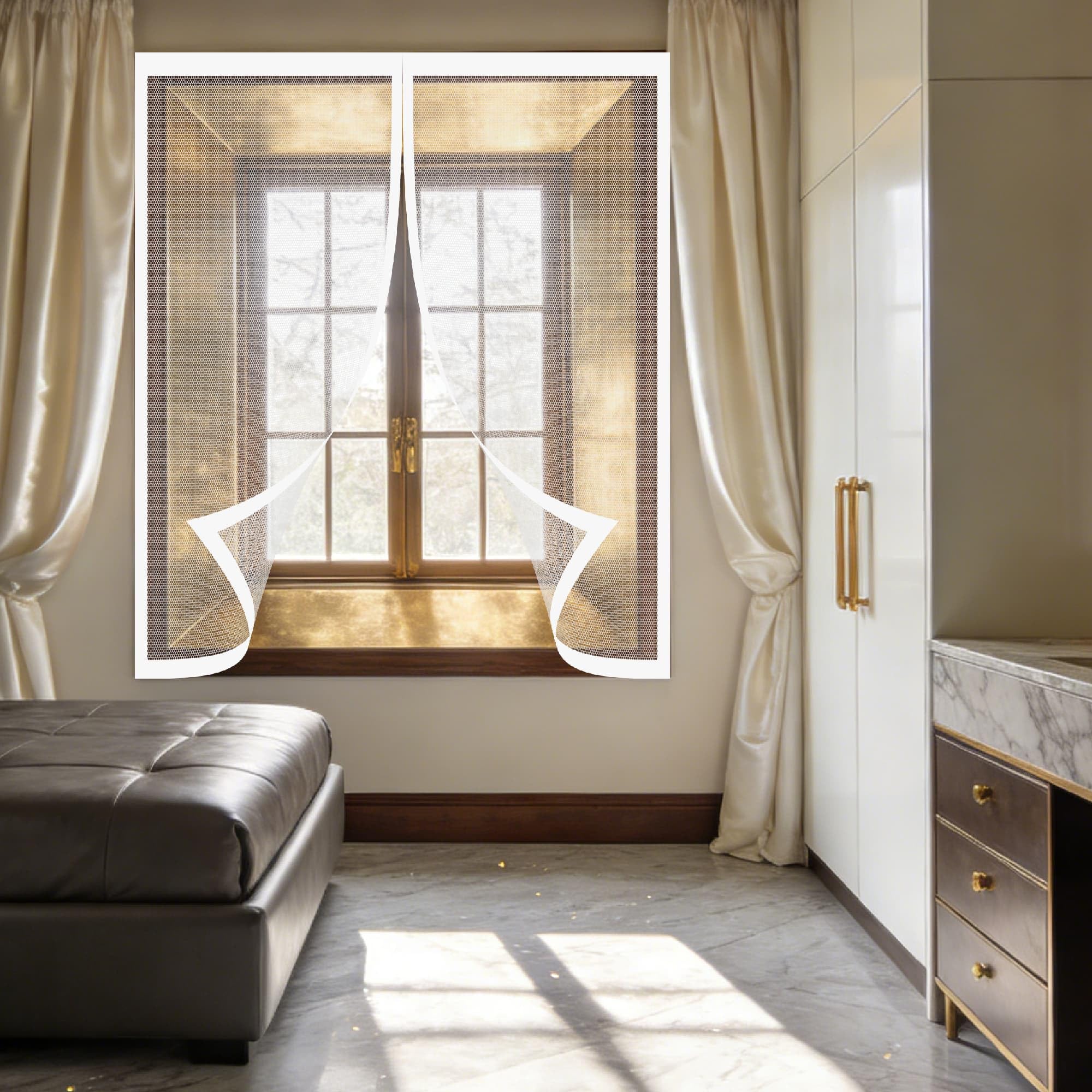 Moustiquaire magnétique fenêtre 180 x 65 cm blanche pour rideau de porte