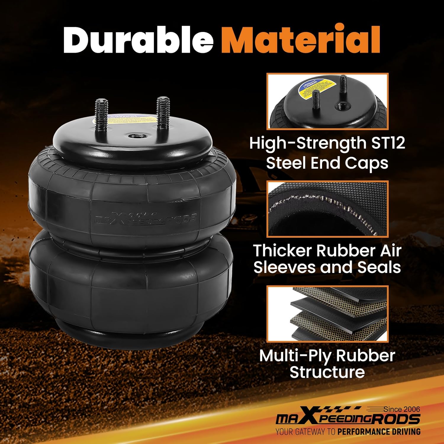 Durable material construction of maXpeedingrods air spring