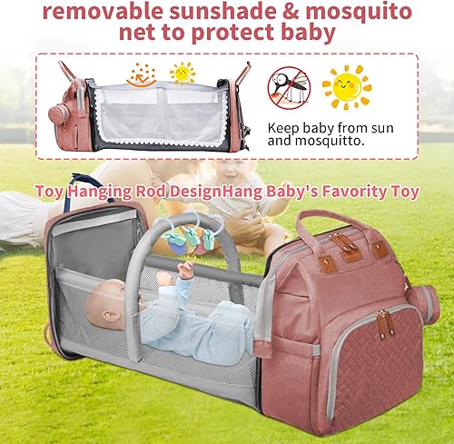 Miniatura 3 de Bolsas de pañales para bebés con cambiador, Rosado, Viajes