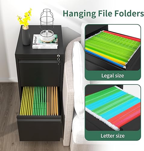 Miniatura 12 de Archivador de 3 cajones, archivadores de metal con cerradura, archivador vertical blanco para oficina en casa, gabinete de almacenamiento de metal