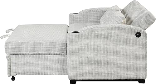 Miniatura 4 de Sofá de dos plazas 3 en 1 tipo futón convertible de tamaño matrimonial con sofá cama extraíble y respaldo reclinable, sofá de dos plazas con