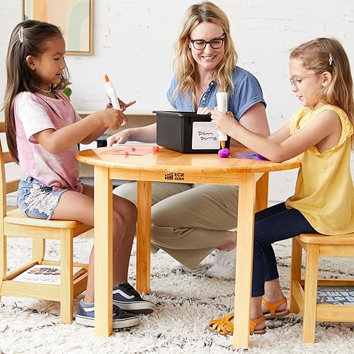 Miniatura 8 de Ecr4kids - Mesa de trabajo para niños, de madera maciza, para sala de juegos, guardería, preescolar, acabado natural