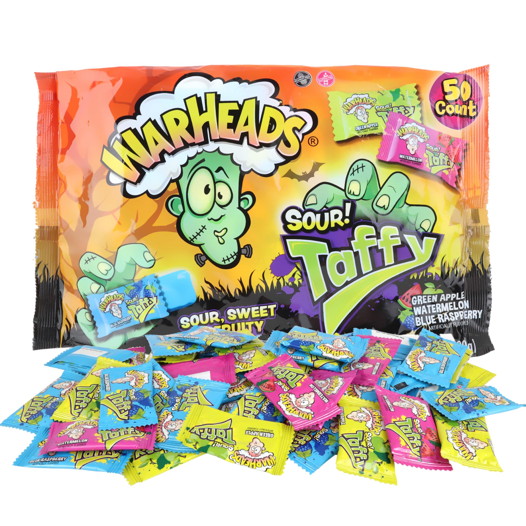 Buy Halloween Warheads Sour Taffy, Individually Wrapped Assorted Chewy