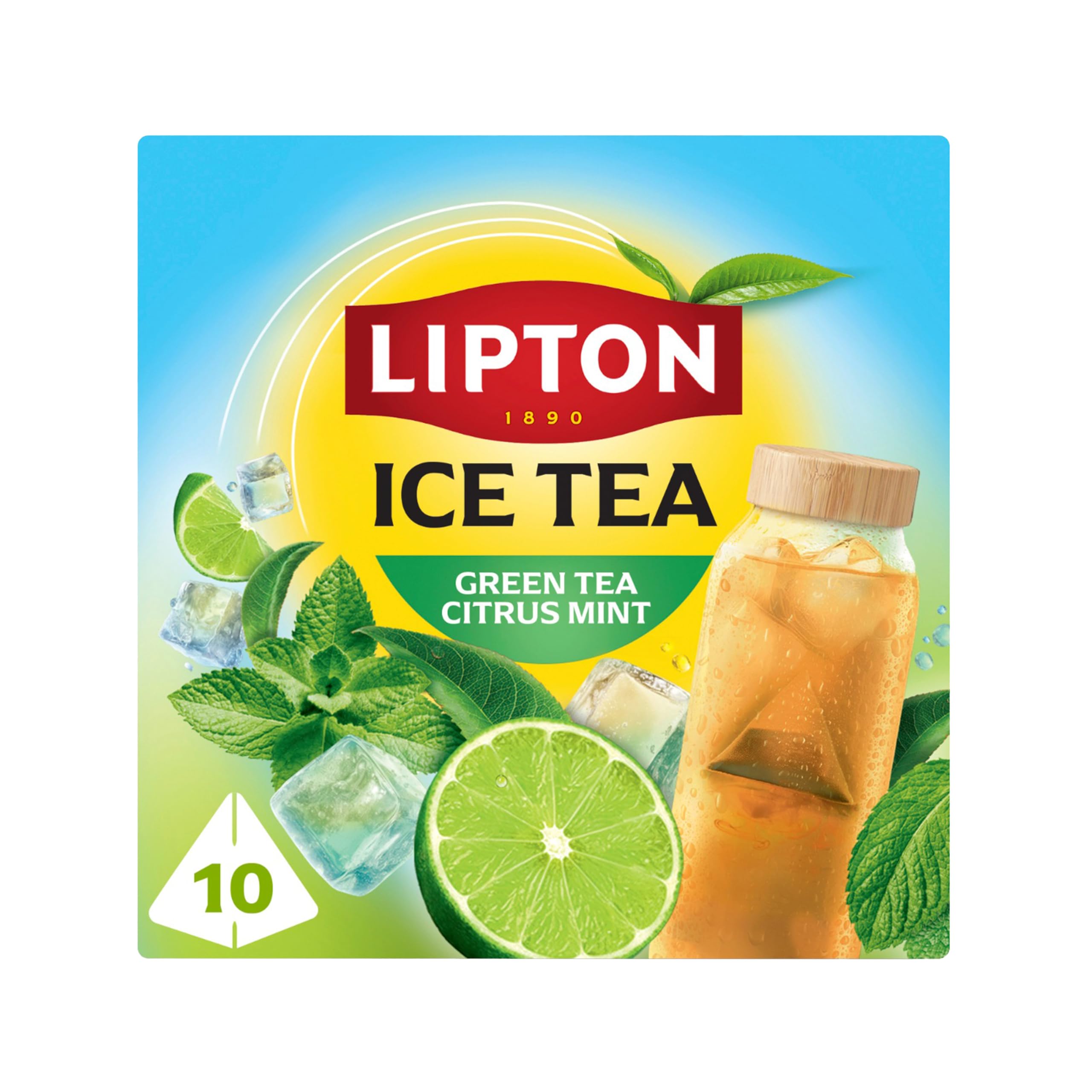 Lipton Ice Tea, Green Tea Citrus Mint, 10 pyramid tea bags, Zero Calories, Zero Sugar