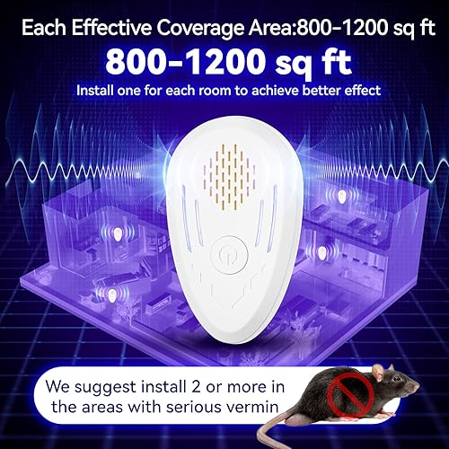 Miniatura 4 de Repelente ultrasónico de plagas para interiores, paquete de 6 unidades, repelente ultrasónico para roedores, ratones, ratones, insectos, arañas,