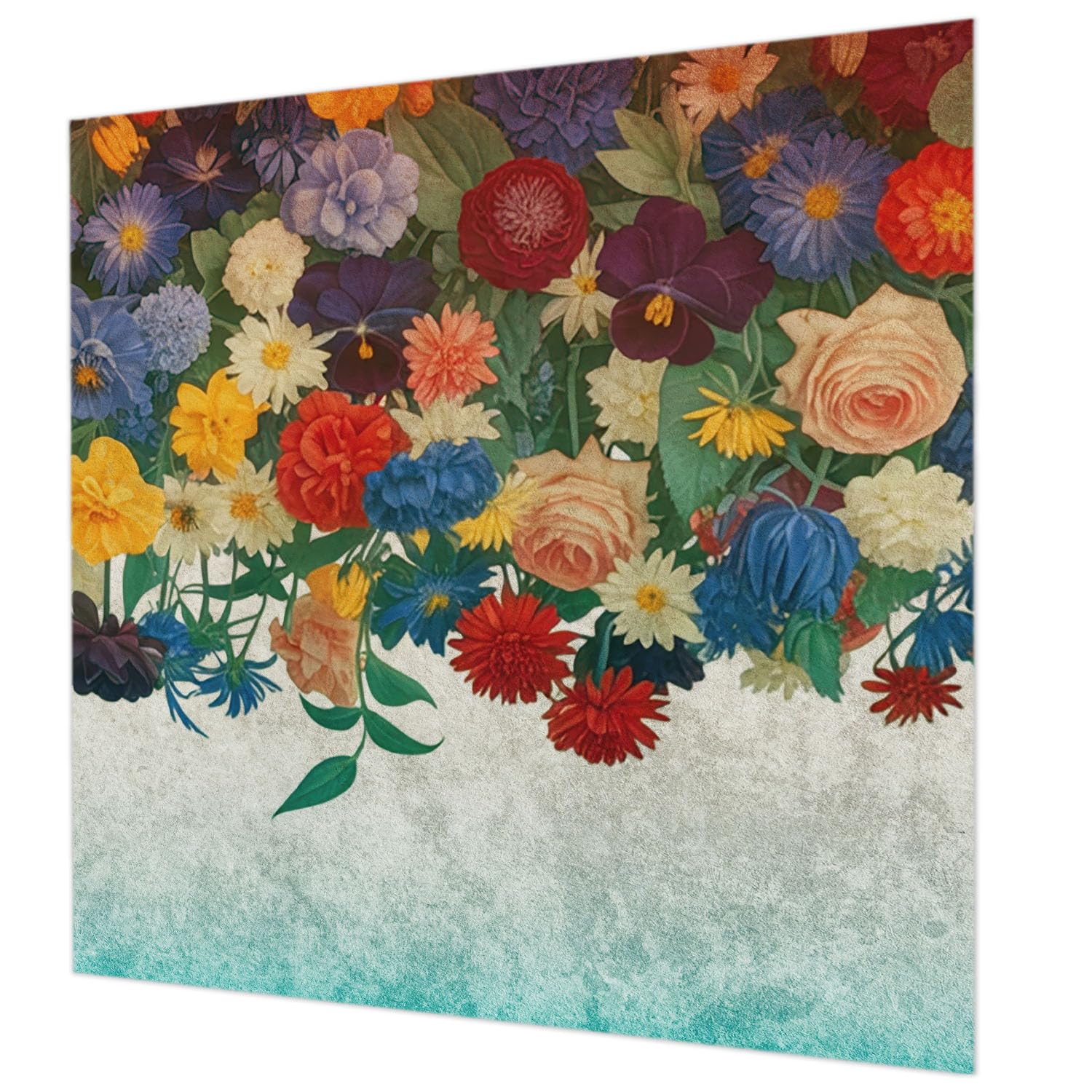 Papier peint intissé fleurs colorées 250x250 cm avec colle pour salon
