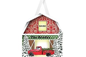 Personalized Red Truck Barn Christmas Ornament