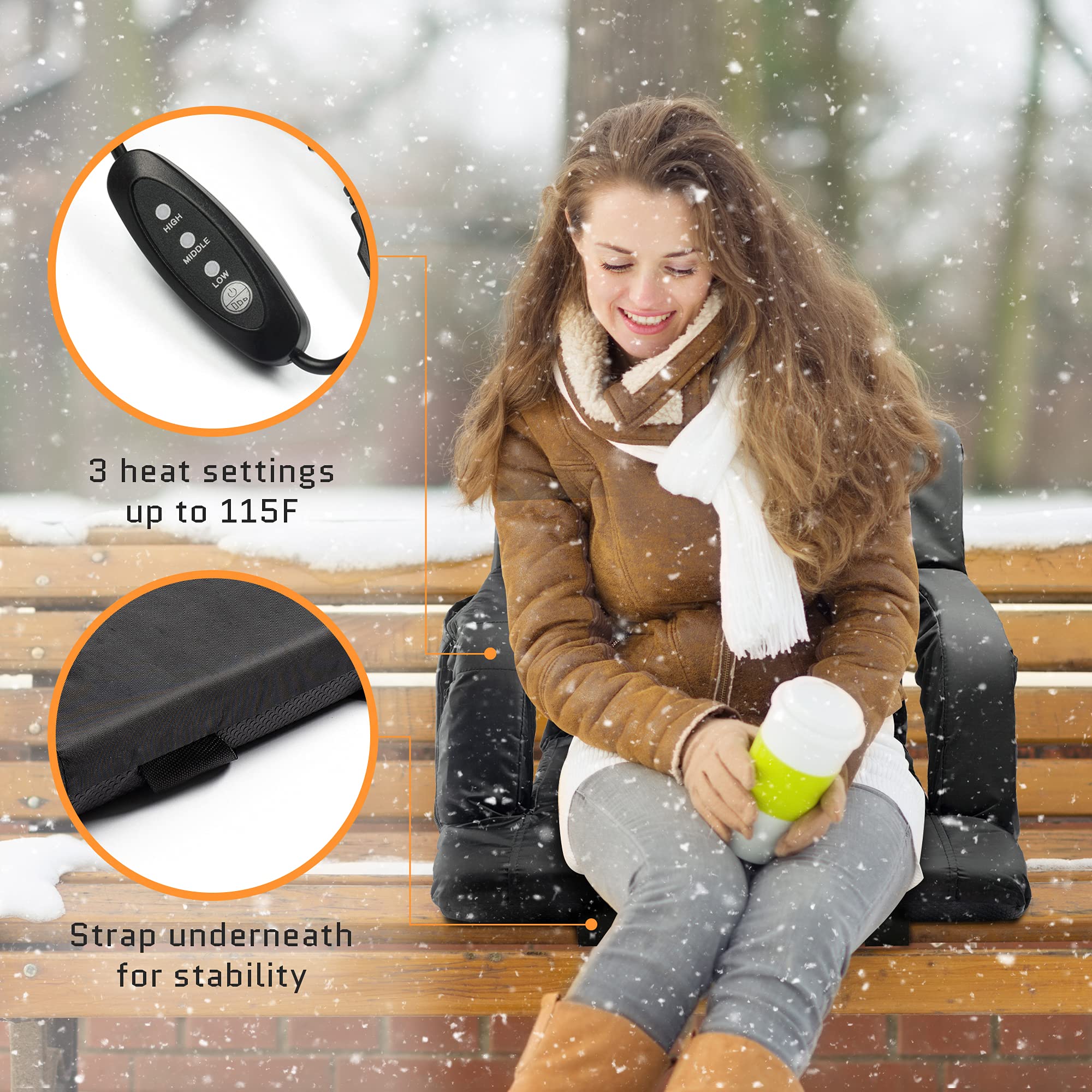 ACELETIQS {2 Pack} Heated Stadium Seats for Bleachers with Back Support
