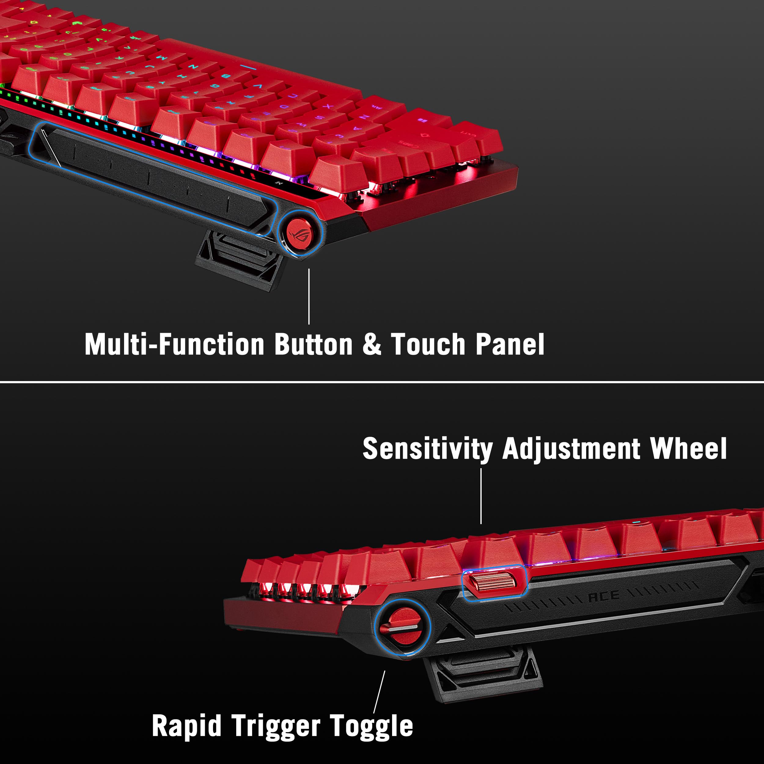 ASUS ROG Falchion Ace 75 HE - Tastiera da gioco analogica cablata/effetto Hall - 75% TKL, USB, interruttore magnetico HFX V2 hot swappable, trigger rapido, polling 8KHz, keycap PBT, custodia per il