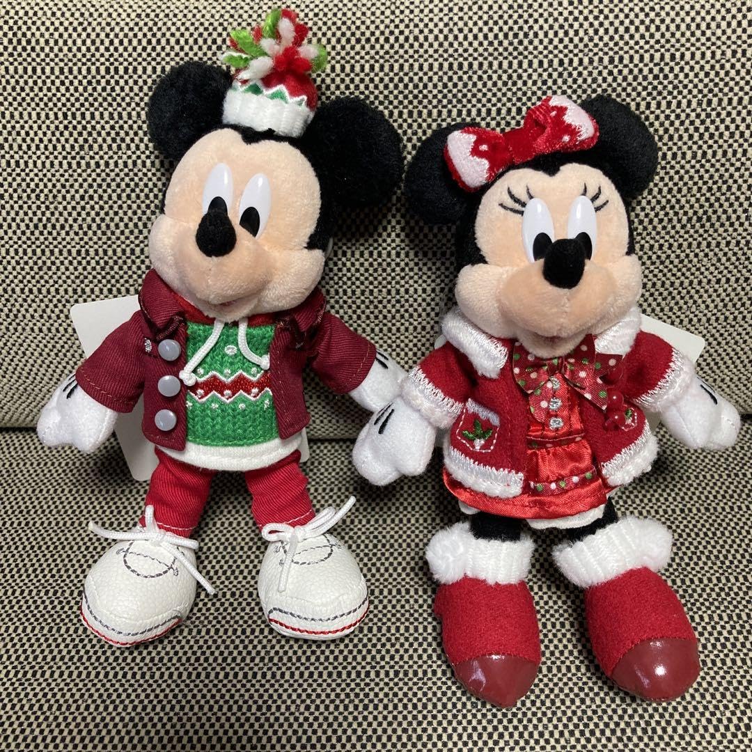Amazon | ミッキー ミニー ぬいぐるみ バッジ クリスマス 2点セット 